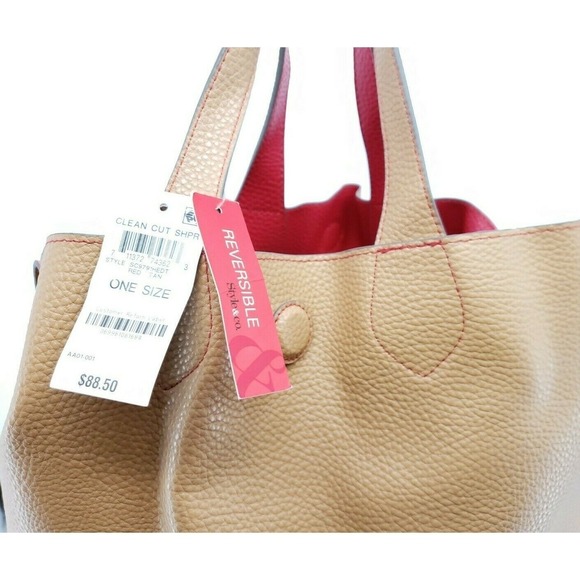 Style & Co. Clean Cut Shopper Crossbody Bag Red Tan SC9791REDT